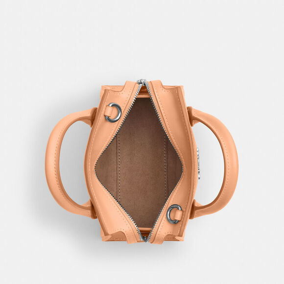 COACH Andrea Mini Carryall Signature Jacquard Peach Tan Refined Calf Leather NWT - Picture 12 of 15